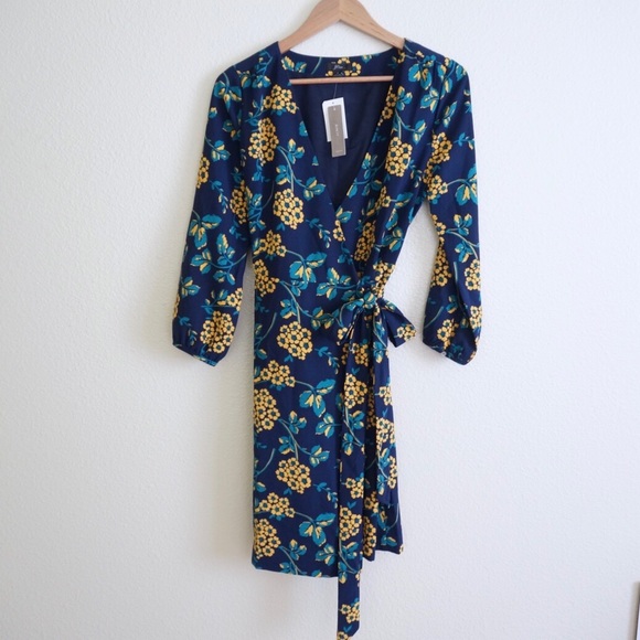 NWT J. Crew Golden Floral Wrap Dress - Picture 3 of 8
